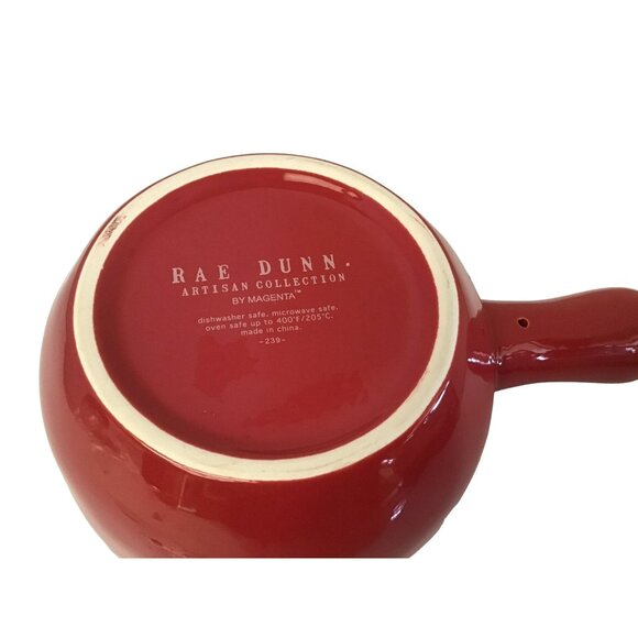 Rae Dunn by Magenta Red Soup Bowl with Handle Santa HO HO HO 5" x 3" Artisan Col - Picture 6 of 7